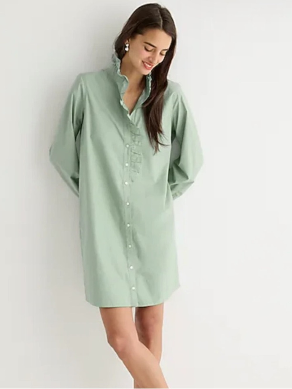 J. Crew Sage Green Midi Shirt Dress